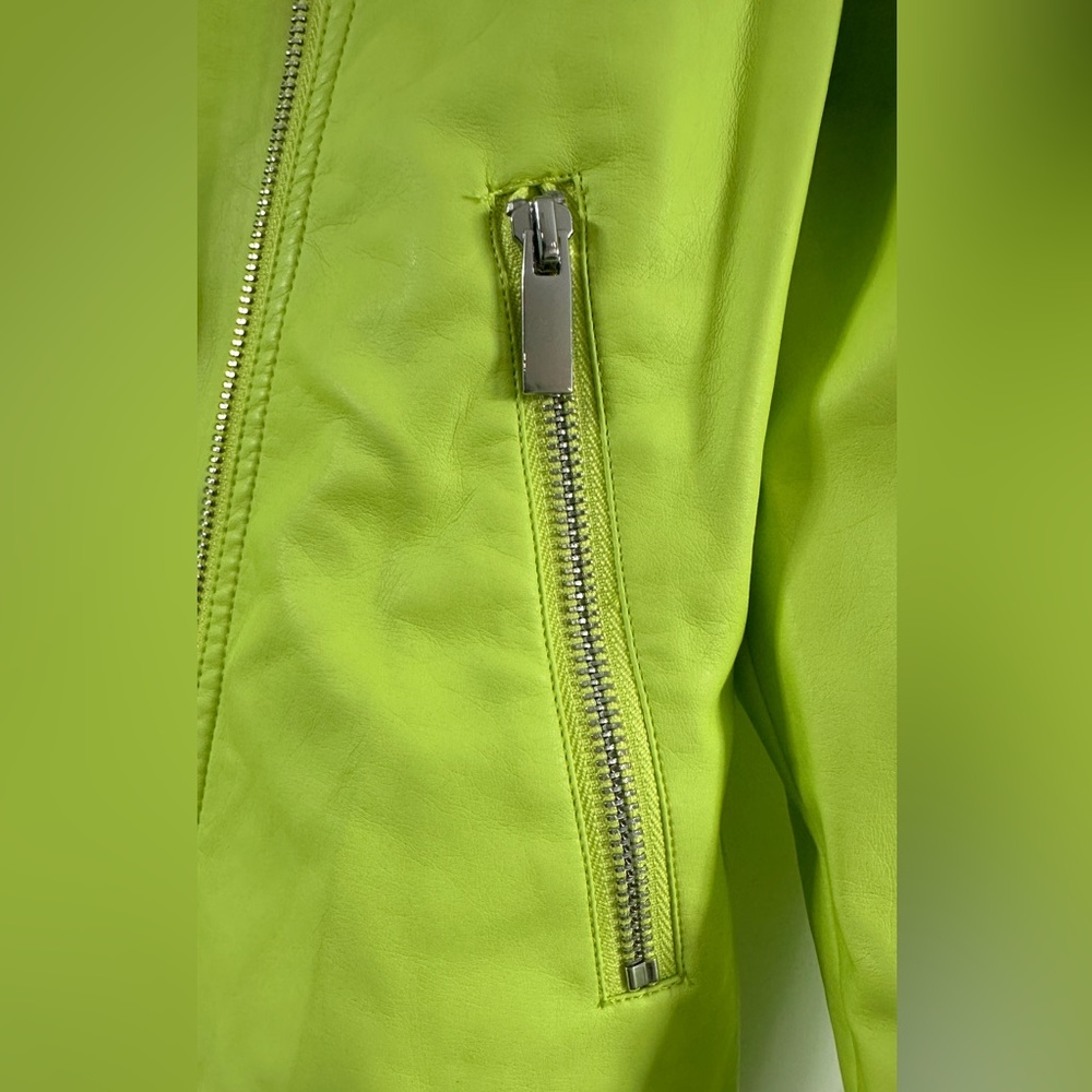 New York and Company lime green faux leather moto jacket, NWT $40 OBO - Picture 3 of 4